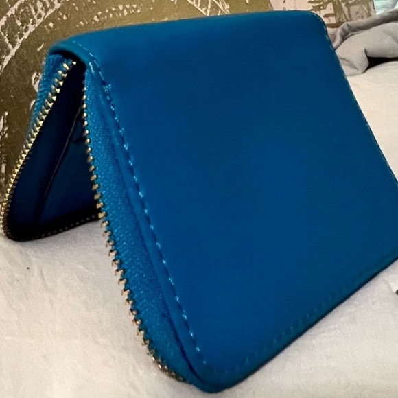 michael kors blue wallet small leather card holder day gift women wife daughter - Picture 8 of 9